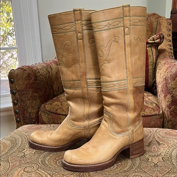 Frye Black Label Stitching Horse Boots 6B - Picture 1 of 12